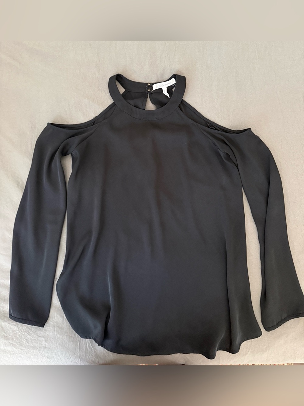 Black Cold-Shoulder Long Sleeve Top